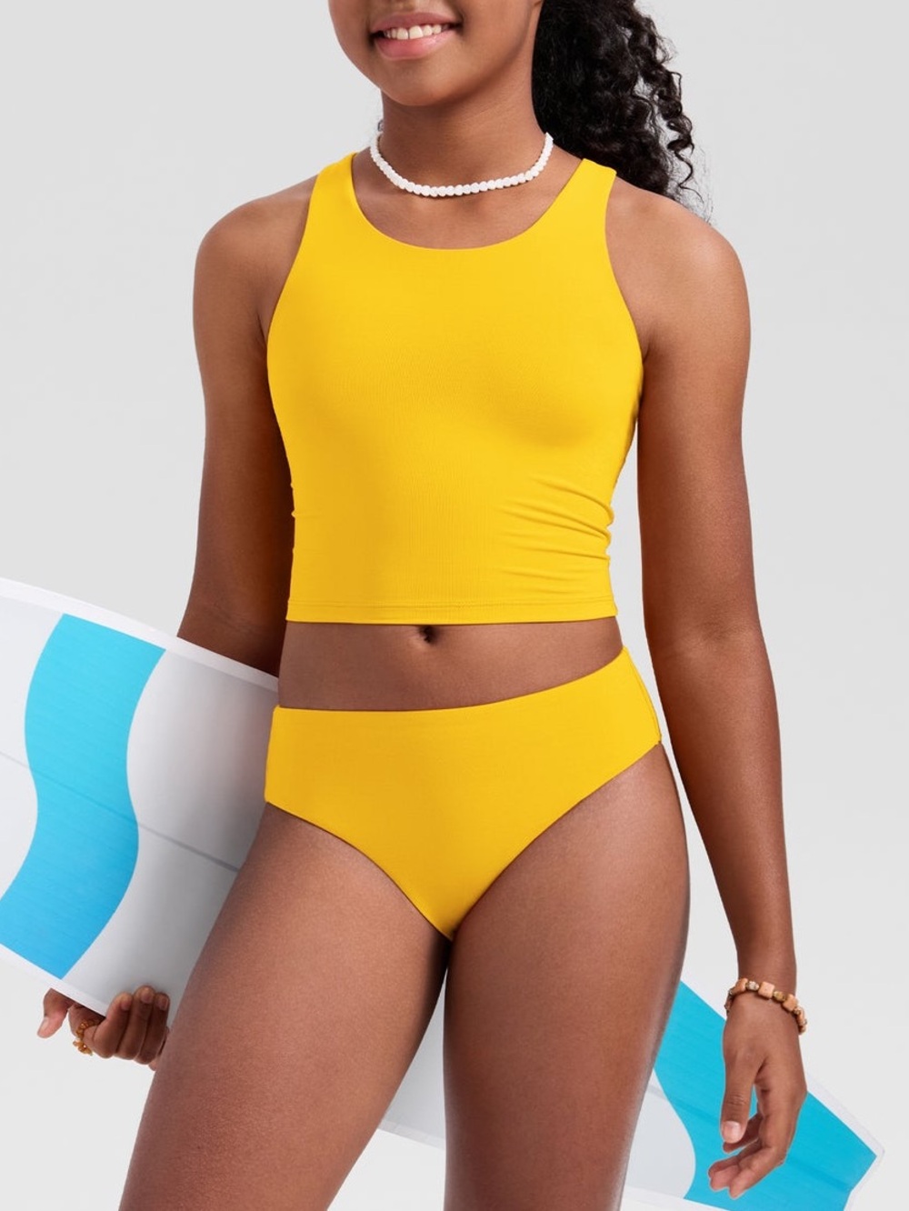 CRZ YOGA Girls Bikini High Waisted Two Piece Swimsuit Size L Yellow